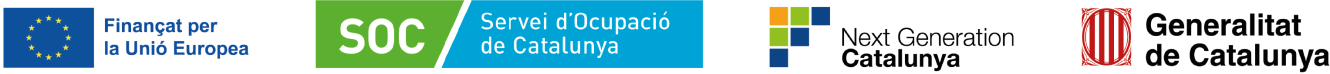 Aquesta actuació està impulsada i subvencionada pel Servei Públic d'Ocupació de Catalunya i finançada al 100% pel Fons Social Europeu com a part de la resposta de la Unió Europea a la pandèmia de COVID-19